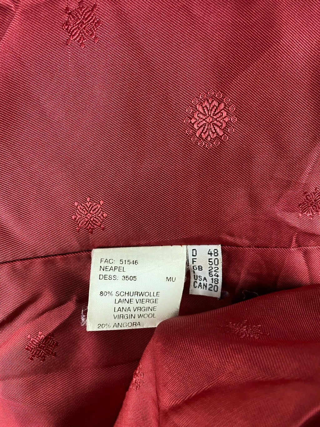 HENSEL & MORTENSEN Red Angora Wool Double Breasted Coat – Size 18