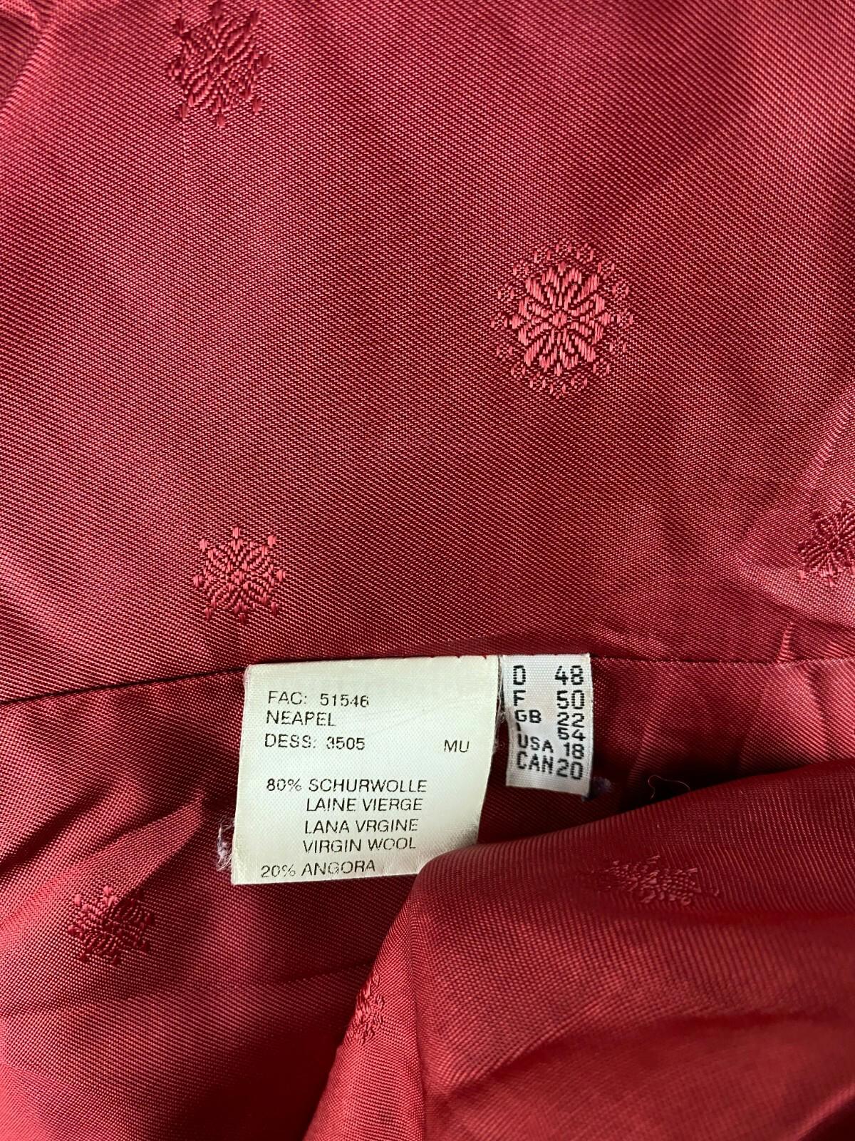 HENSEL & MORTENSEN Red Angora Wool Double Breasted Coat – Size 18