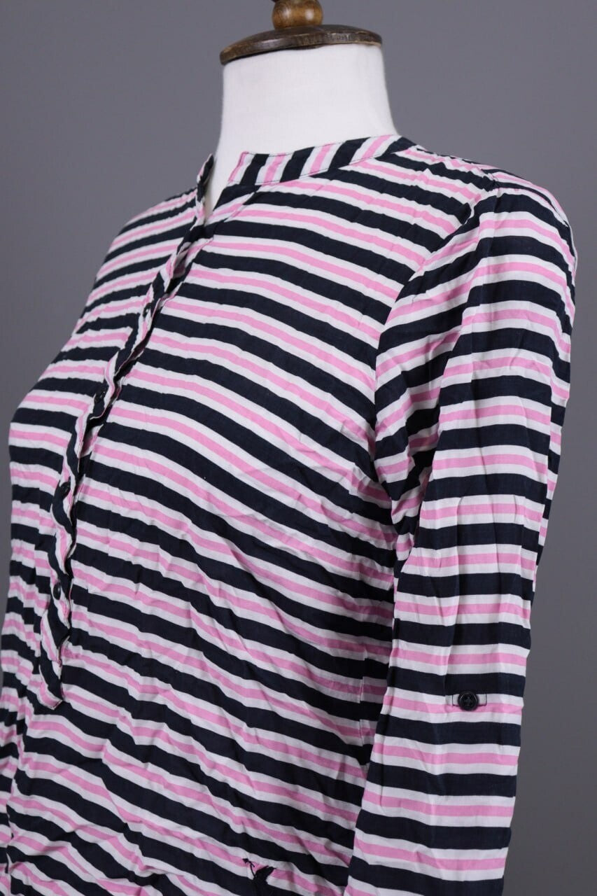 Emily Van Den Bergh Multicolor Striped Long Sleeve Henley Blouse Shirt Sz 38 / M