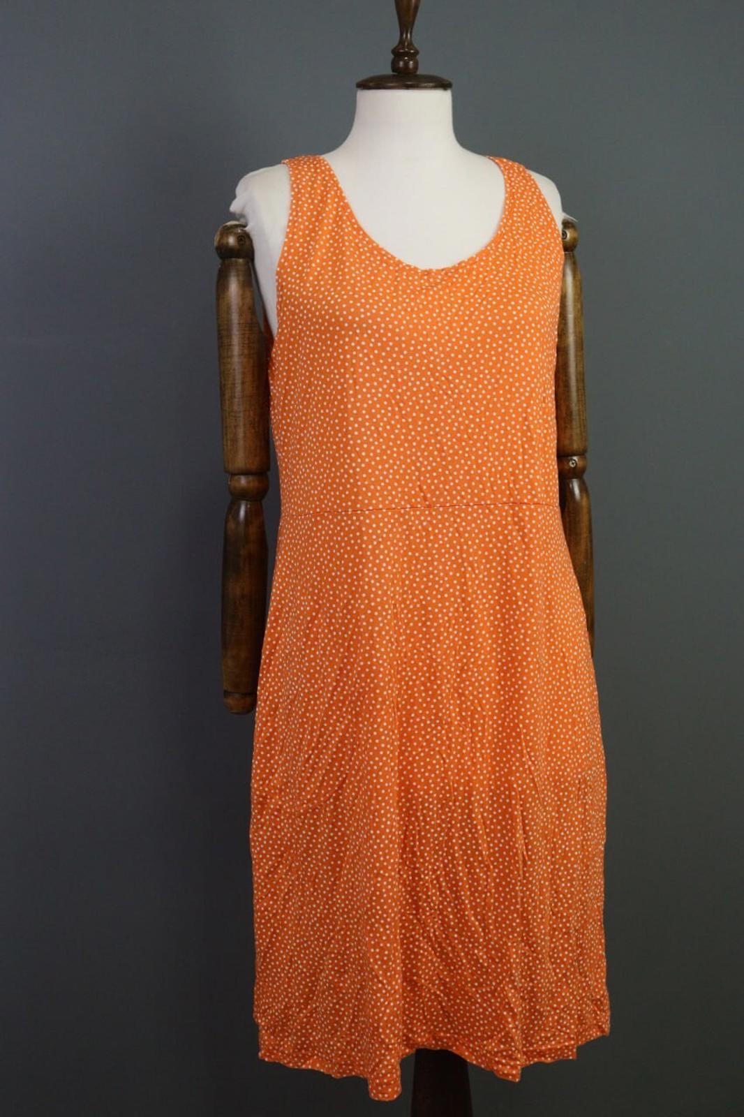 GUDRUN SJODEN Orange Dotted Oversized Sleeveless A-Line Shirt Dress – Size L