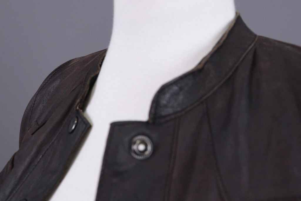 ALLSAINTS Brown Snap Leather Biker Jacket – Size XS