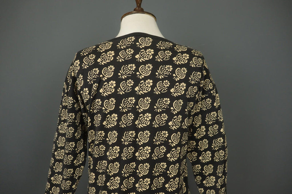 MARIMEKKO Black Ivory Floral Knit Long Sleeve Round Neck Sweater Dress – Size S
