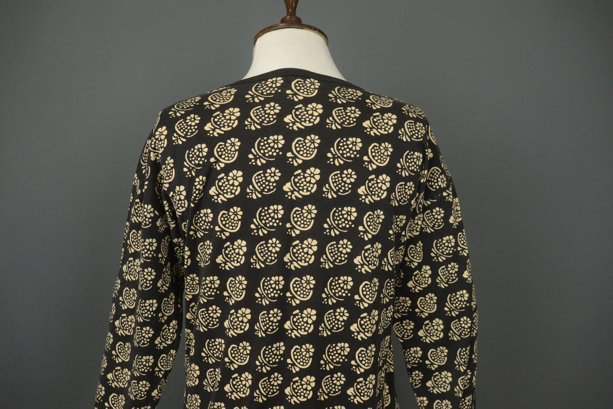 MARIMEKKO Black Ivory Floral Knit Long Sleeve Round Neck Sweater Dress – Size S