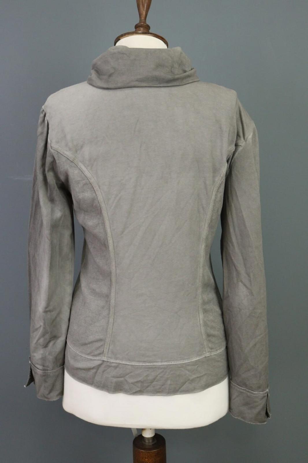 BOTTEGA Gray Lagenlook Designer Embroidered Cardigan Sweater