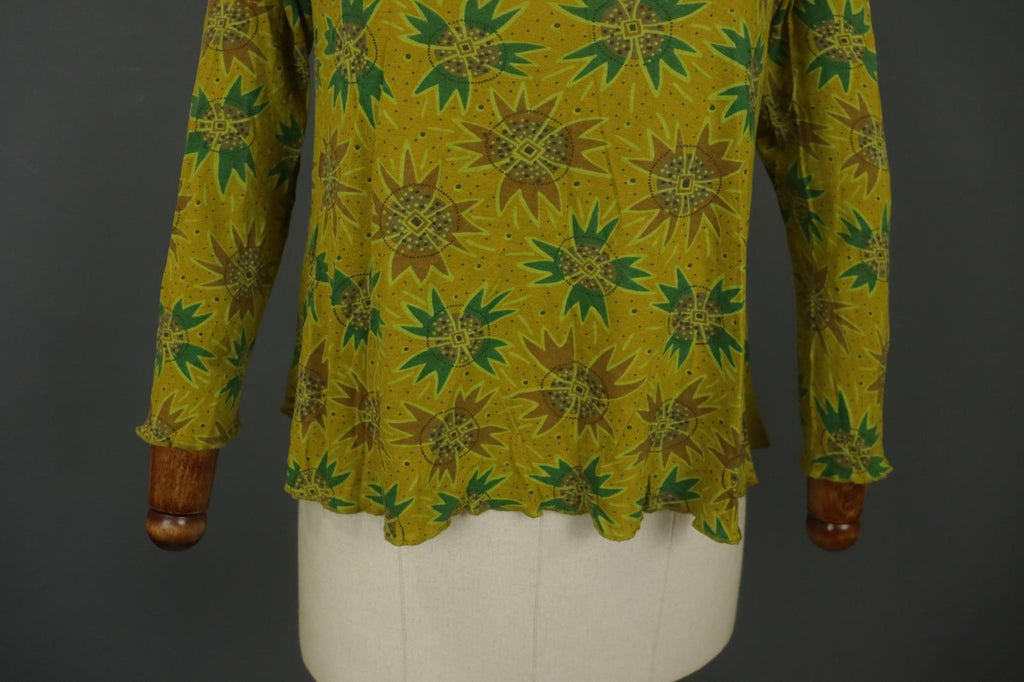 GUDRUN SJODEN Multi Geometric Long Sleeve Round Neck Pullover Blouse Top – Size S