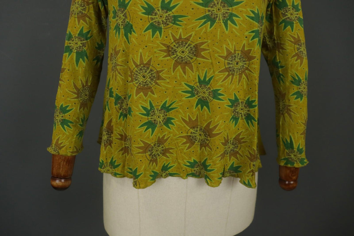 GUDRUN SJODEN Multi Geometric Long Sleeve Round Neck Pullover Blouse Top – Size S