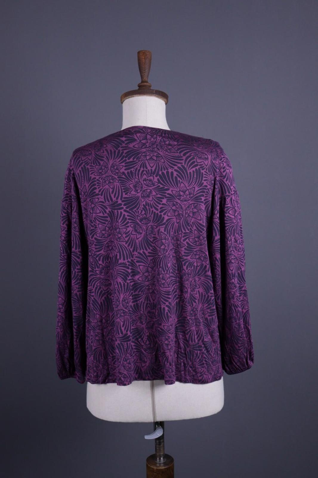 GUDRUN SJODEN Purple Lightweight Floral Sweater – Size M