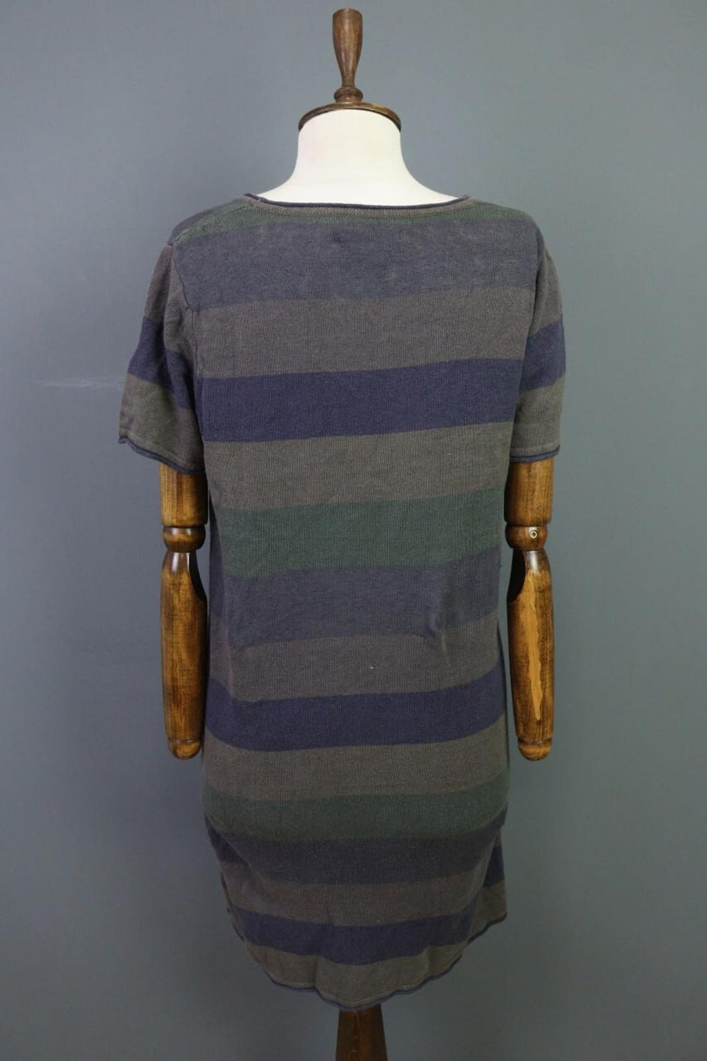 GUDRUN SJODEN Multicolor Striped Linen Short Sleeve Sweater Dress – Size S – Used