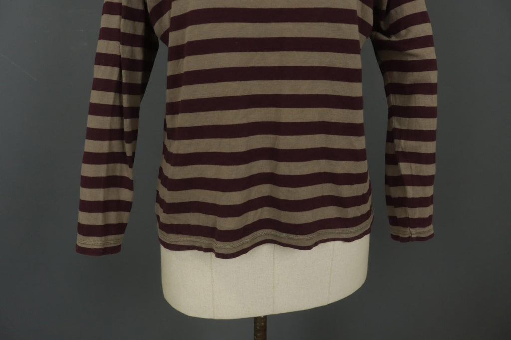 GUDRUN SJODEN Brown Striped Organic Cotton Long Sleeve Pullover Blouse Top Sz L