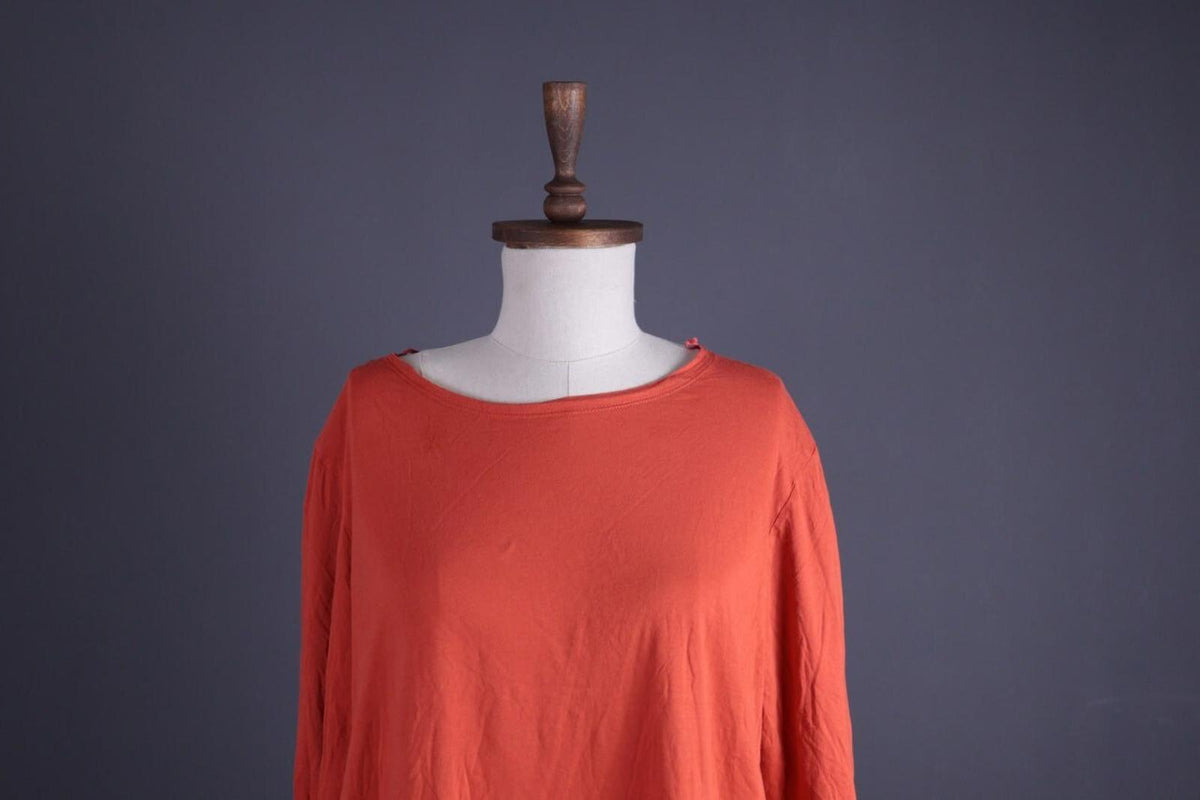 GUDRUN SJODEN Orange Lagenlook Relaxed Long Sleeve Blouson – Size XL