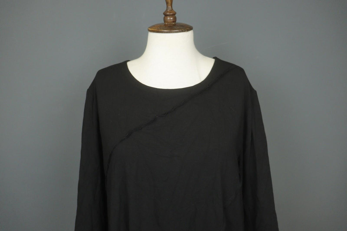OSKA Black Viscose Blend Regular Fit Long Sleeve Round Neck Sheath Dress – Size 5
