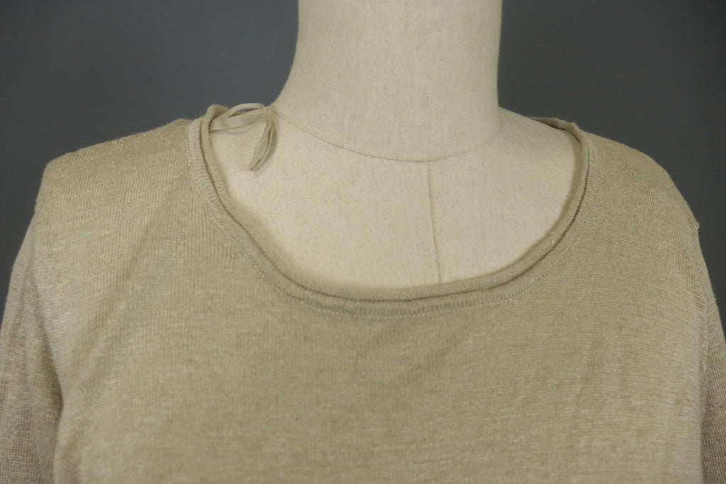 GUDRUN SJODEN Tan 100% Linen Long Sleeve Round Neck Pullover Tunic Top – Size M – Used