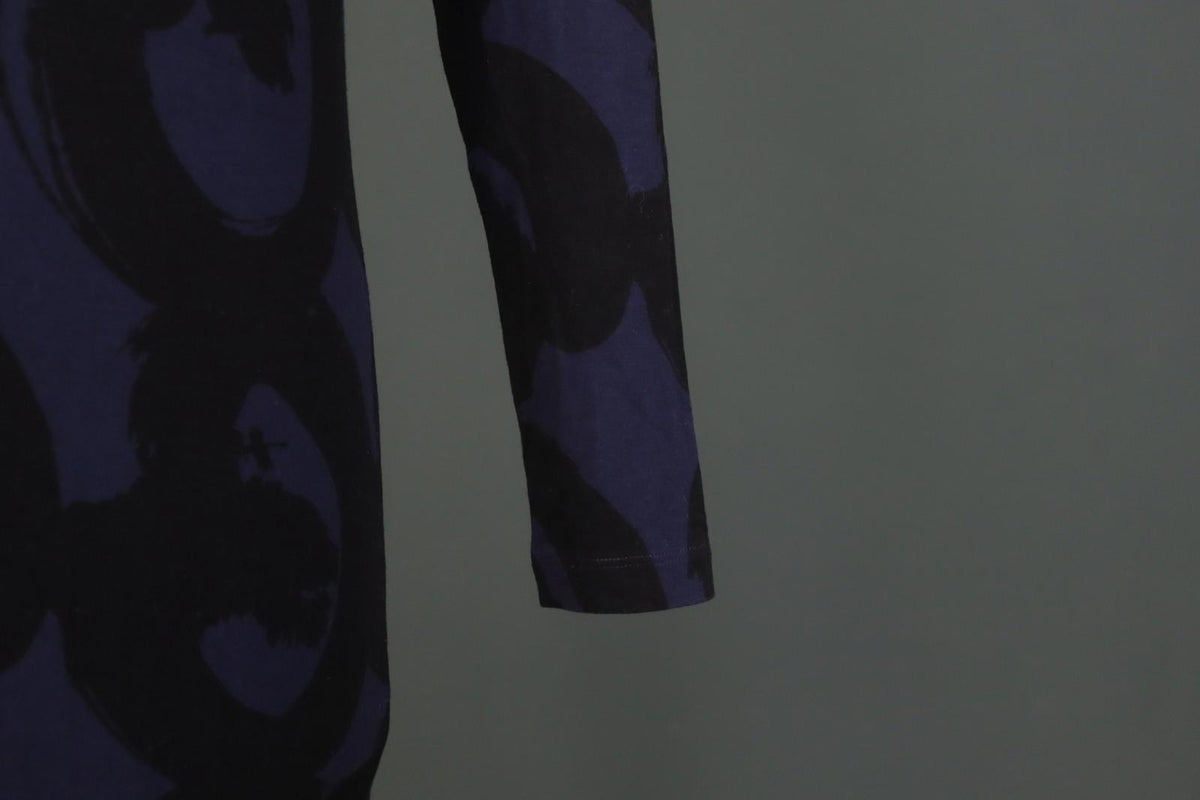 MARIMEKKO Purple Black Printed Viscose Long Sleeve Pullover Shift Dress – Size XS