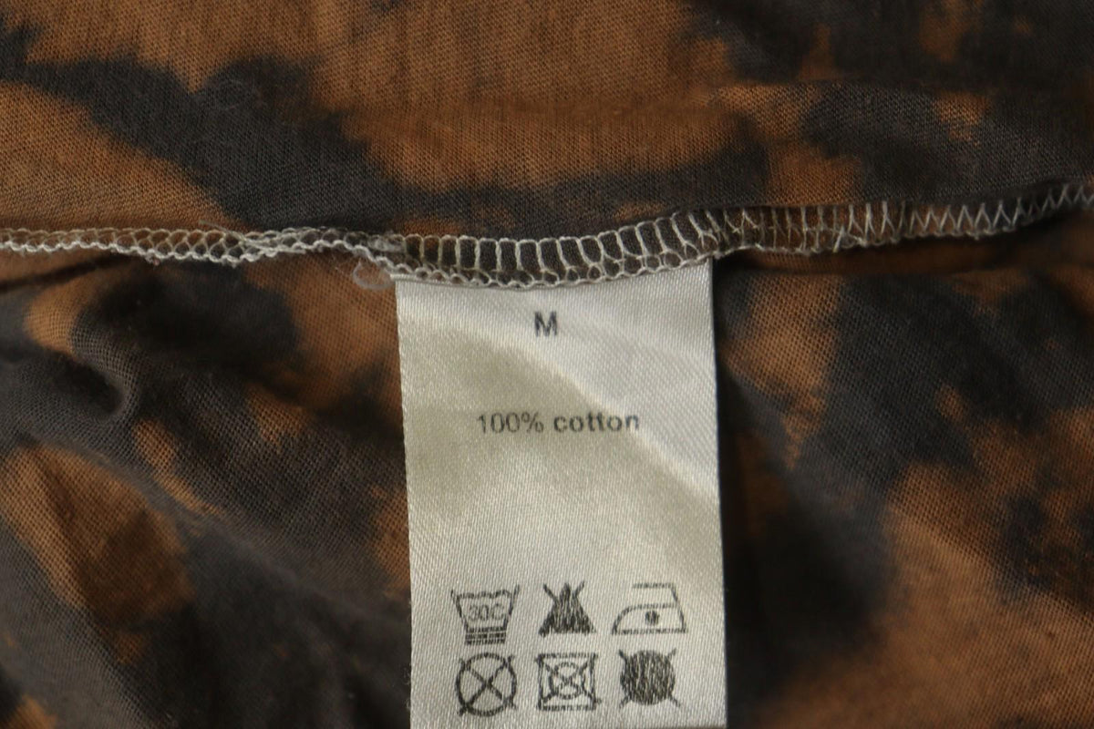 Tank Top Brown Black 100% Cotton Tie-Dye Wide Strap Round Neck Pullover – Size M