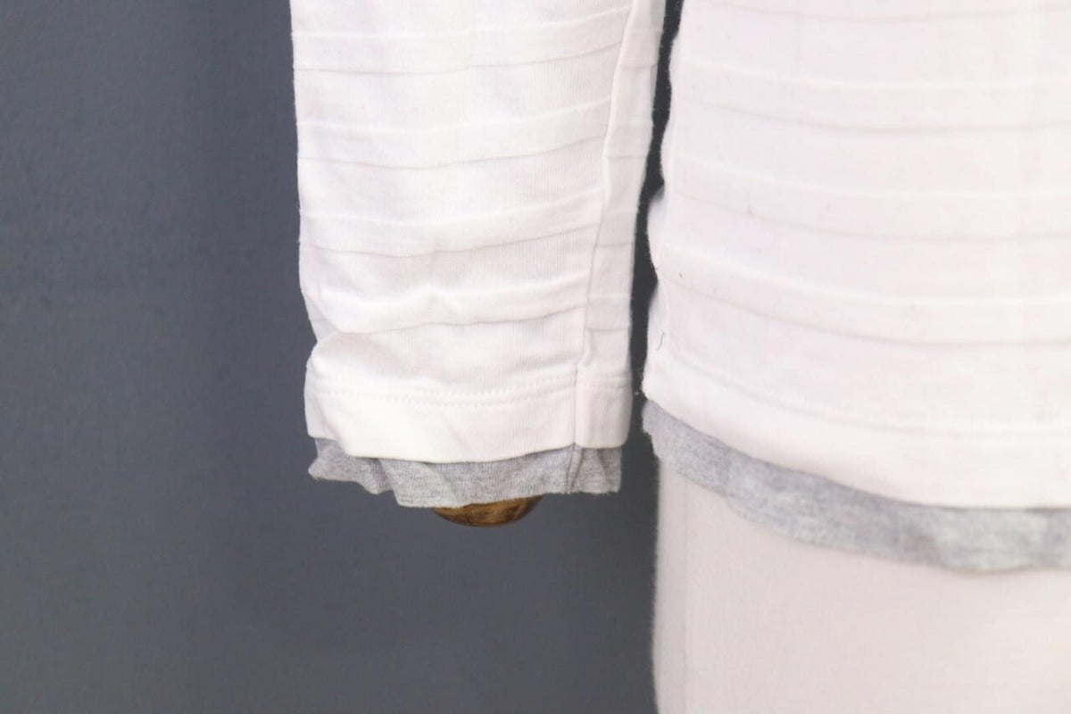 BURBERRY BLACK LABEL Blouse Shirt White Ribbed Long Sleeve – Size 2