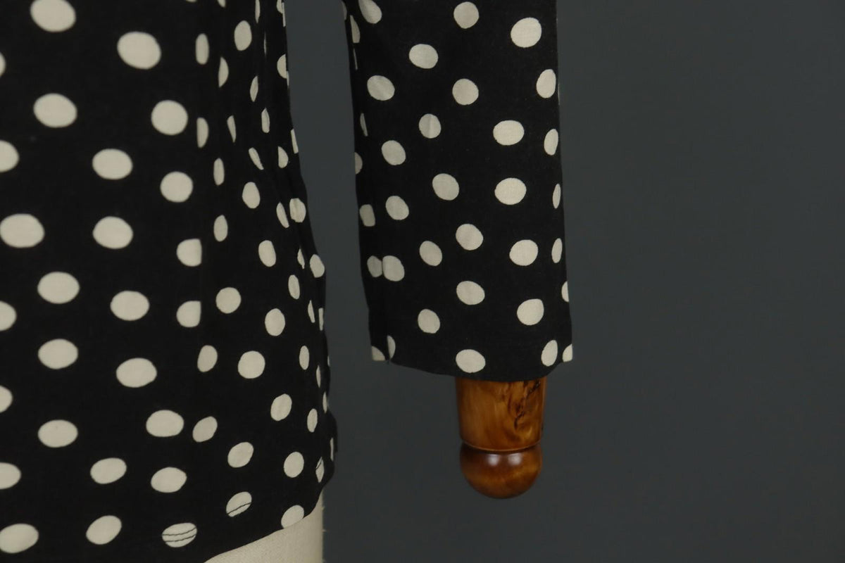 GUDRUN SJODEN White Black Polka Dot Modal Long Sleeve Pullover Blouse Top – Size L