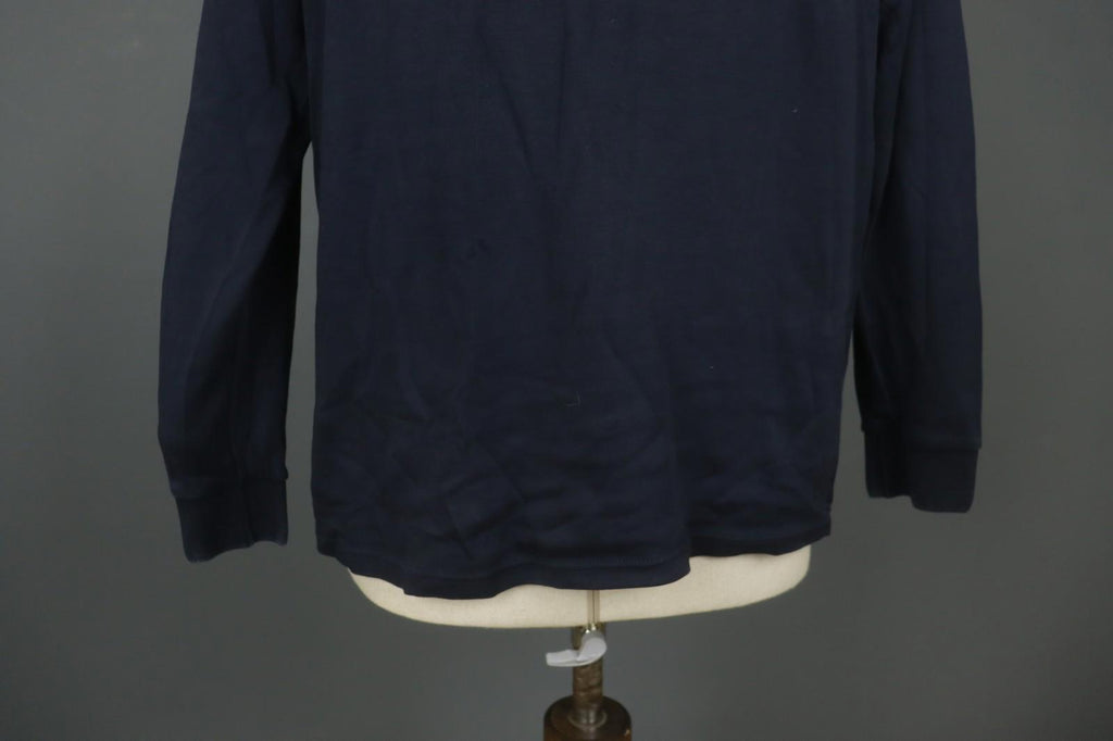 Carlo Colucci Navy 100% Cotton Long Sleeve Collared Popover Polo Shirt – Size L