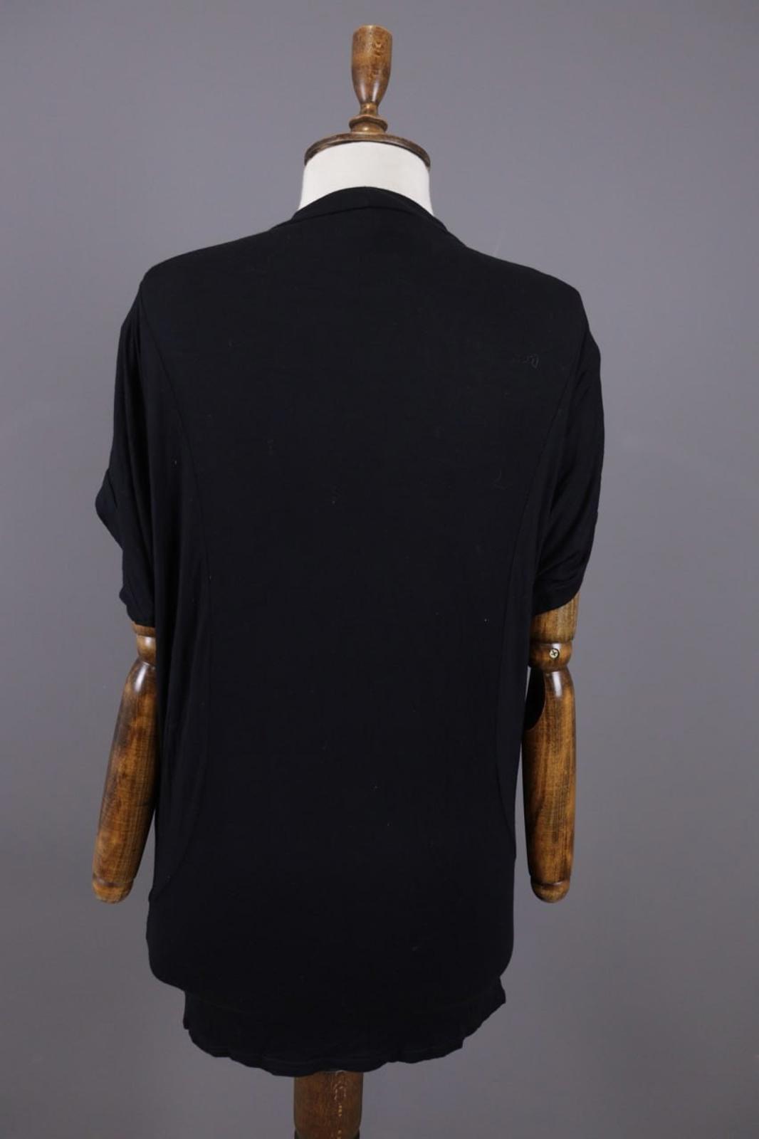 RUNDHOLZ Tunic Top Black Stretch Relaxed Cowl Neck Short Sleeve Pullover – Size L