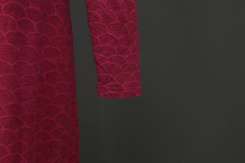 MARIMEKKO Red Dotted Cotton Round Neck Long Sleeve Casual Shift Dress – Size M