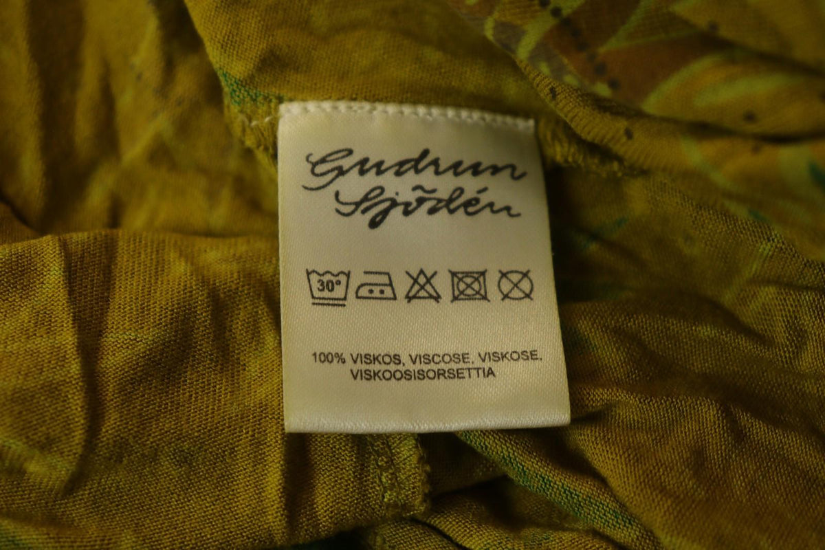 GUDRUN SJODEN Multi Floral 100% Viscose Boat Neck Pullover Blouse Top – Size XL