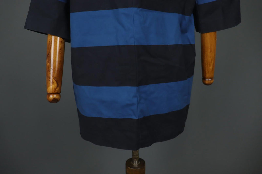 MARIMEKKO LAVINIA Blue Black Striped Cotton Short Sleeve Tunic Top – Size 42