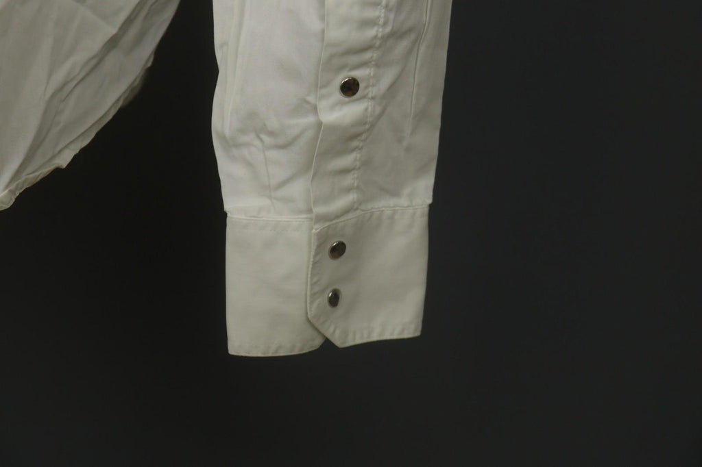 THIERRY MULGER White Long Sleeve Collared Flap Pockets Snap Button Shirt Sz M/L