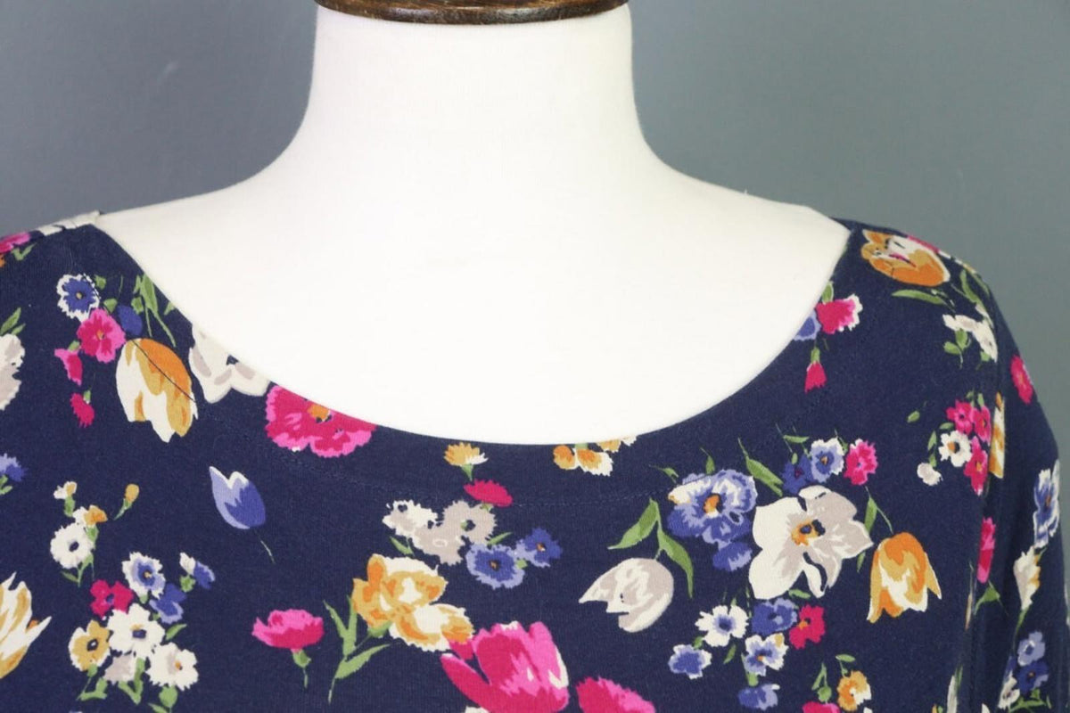 RALPH LAUREN BLACK LABEL Blue Floral 3/4 Sleeve Stretch Blouse Top – Size S