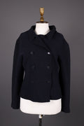 Indies France Wool Black Boiled Wool Double Breasted Coat Jacket – Size 2