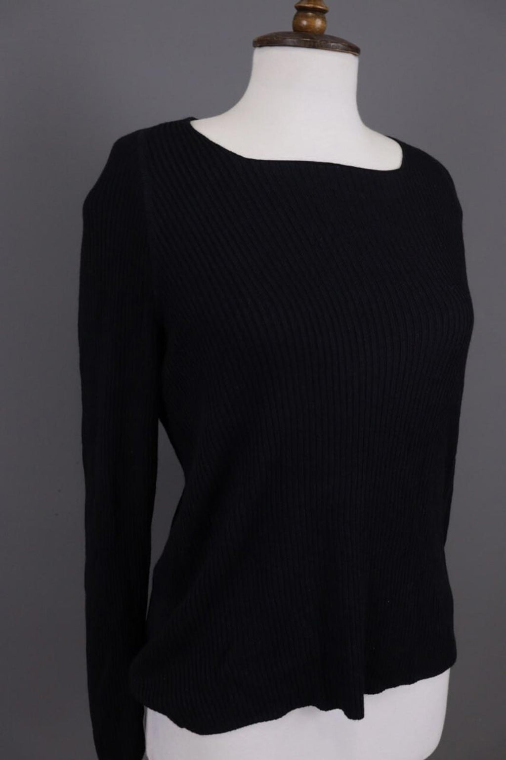 ANNETTE GORTZ Black Ribbed Cashmere Knit Cardigan Sweater – Size L