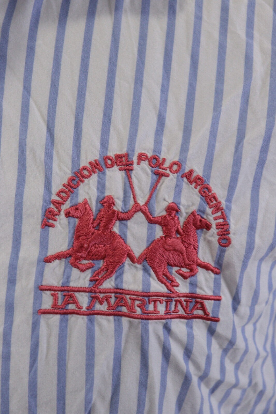 La Martina Buenos Aires Blue Stripe Long Sleeve Button Down Shirt M 41-42