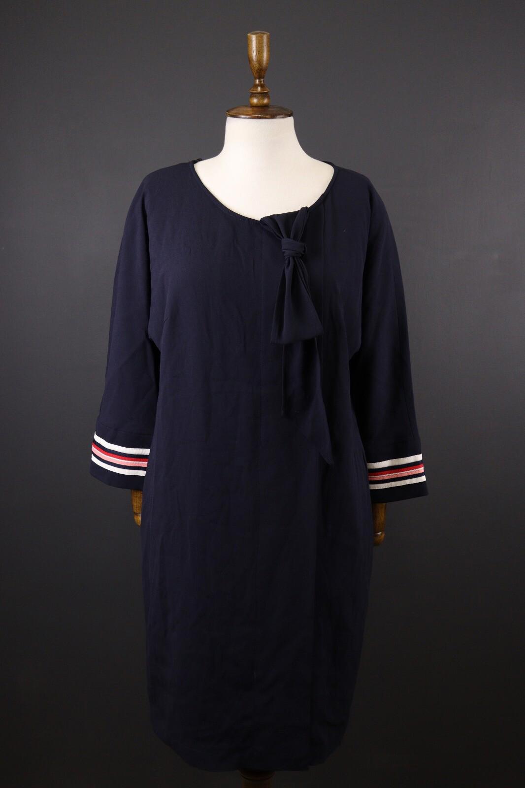 LAUREL by ESCADA Blue Long Sleeve Relaxed Blouson Midi Dress – Size USA 8