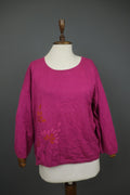 GUDRUN SJODEN Pink 100% Cotton Tight Knit Round Neck Pullover Sweater – Size L