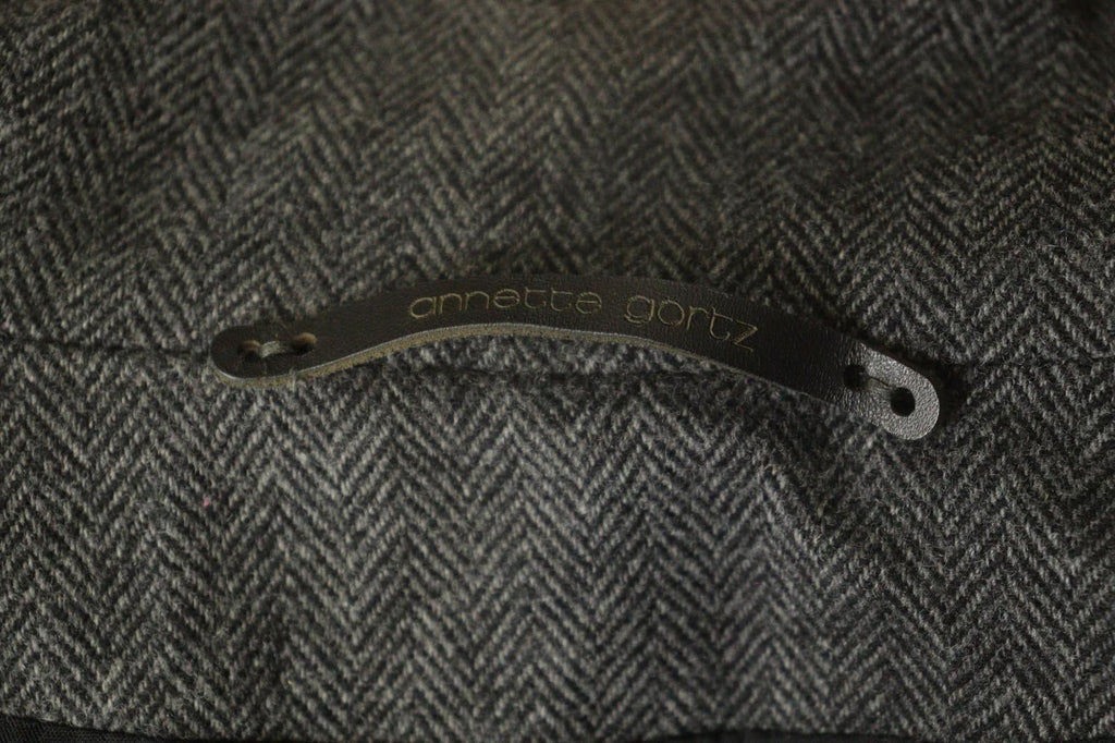 ANNETTE GOERTZ Gray Herringbone Wool Long Sleeve Button Front Long Coat – Size 38