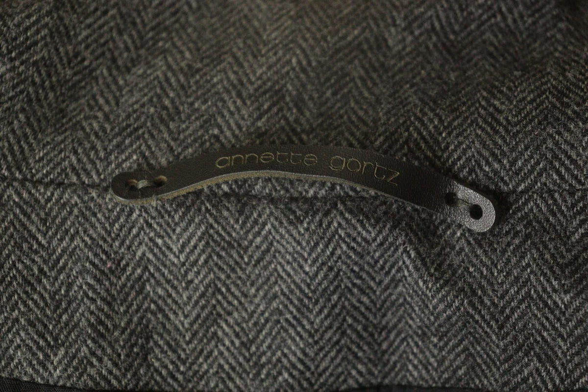 ANNETTE GOERTZ Gray Herringbone Wool Long Sleeve Button Front Long Coat – Size 38