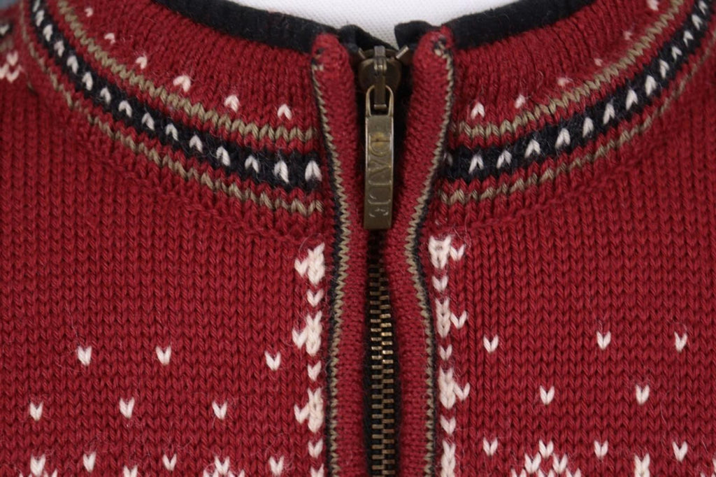 DALE OF NORWAY Sport Red Fair Isle 1/4 Zip Insulated Knit Ski Sweater Sz XS