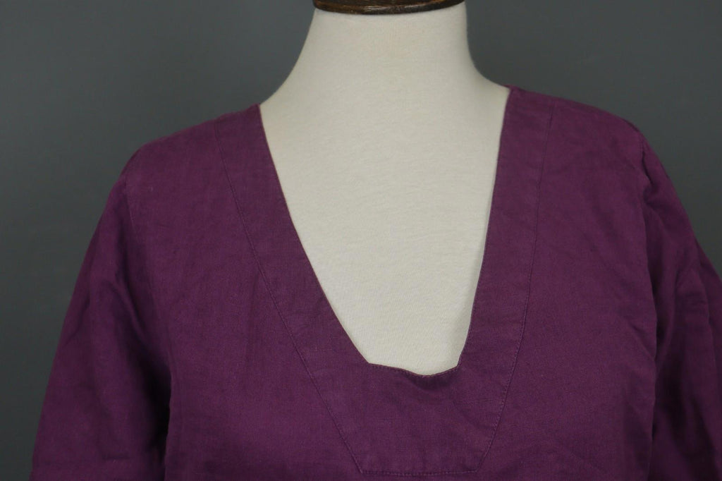 GUDRUN SJÖDEN Purple Cotton Long Sleeve V-Neck Pullover Tunic Dress – Size M