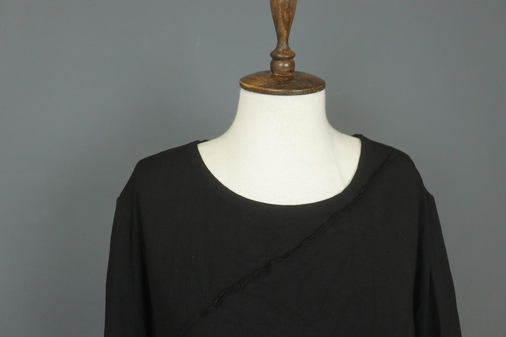 OSKA Black Viscose Blend Regular Fit Long Sleeve Round Neck Sheath Dress – Size 5