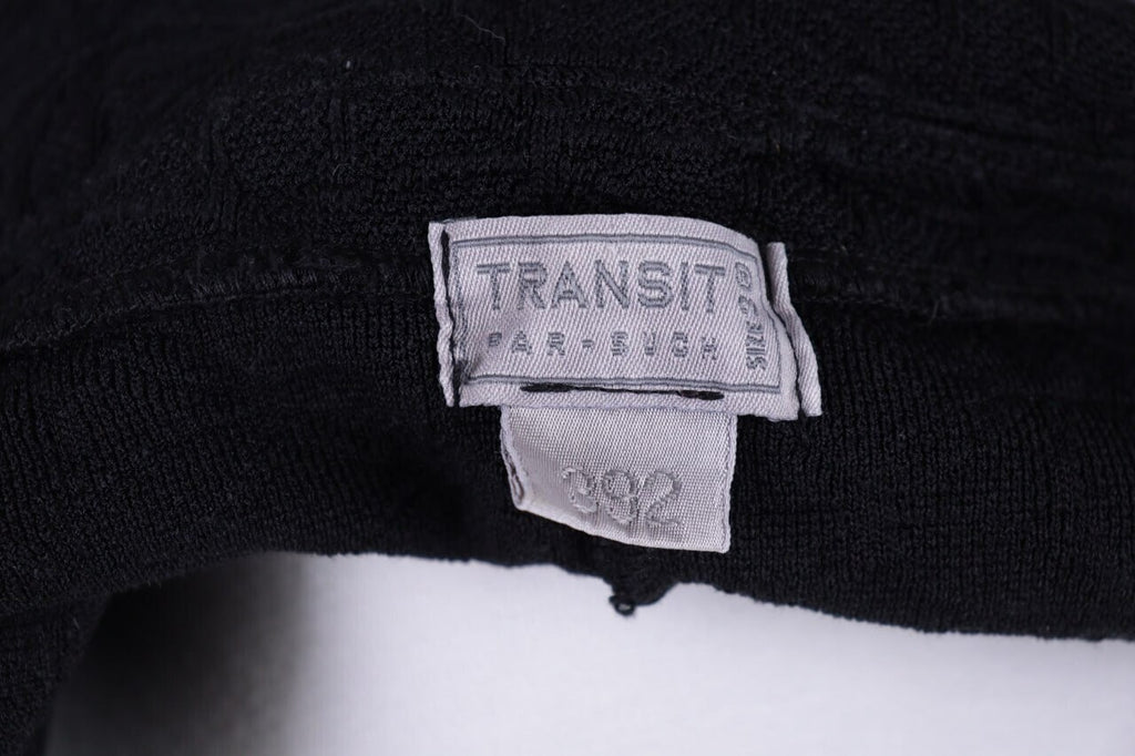 Transit Par Such 392 Black Floral Embroidered Short Sleeve Blouse Shirt Sz 3 / L