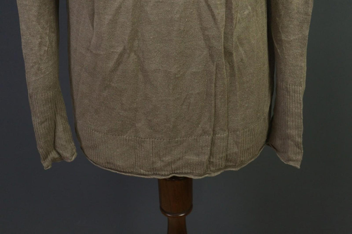 GUDRUN SJODEN Brown Linen Knit Crew Neck Raglan Sleeve Pullover Sweater – Size S