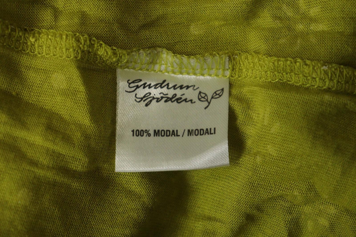 GUDRUN SJODEN Green White Floral 100% Modal Short Sleeve Round Neck Sheath Dress