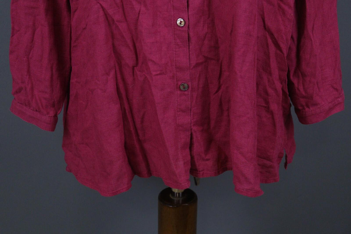 GUDRUN SJODEN Red Long Sleeve Button Front Shirt Dress – Size M