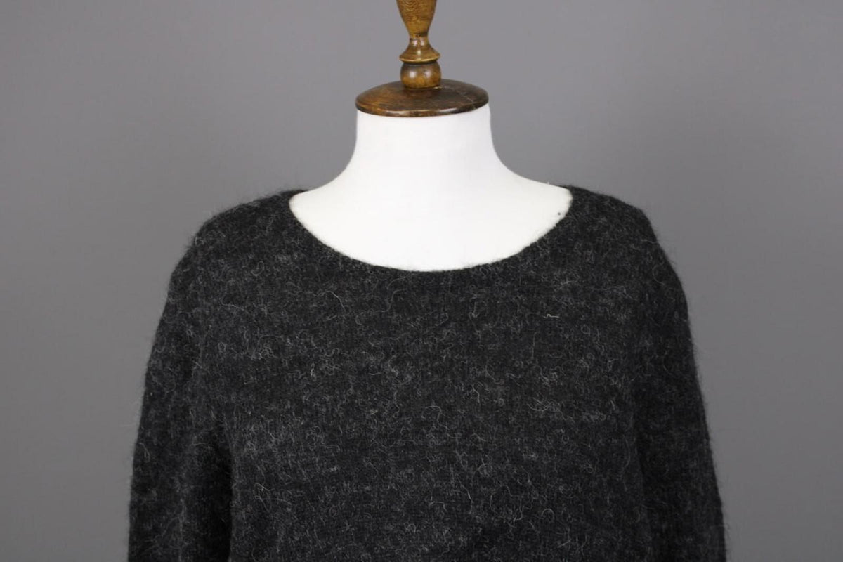 GUDRUN SJODEN Gray Alpaca Wool Knit Lagenlook Long Sleeve Tunic Sweater – Size L