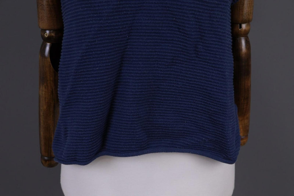 GUDRUN SJODEN Blouse Top Blue Striped Round Neck Short Sleeve Pullover M/L