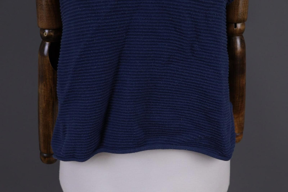 GUDRUN SJODEN Blouse Top Blue Striped Round Neck Short Sleeve Pullover M/L