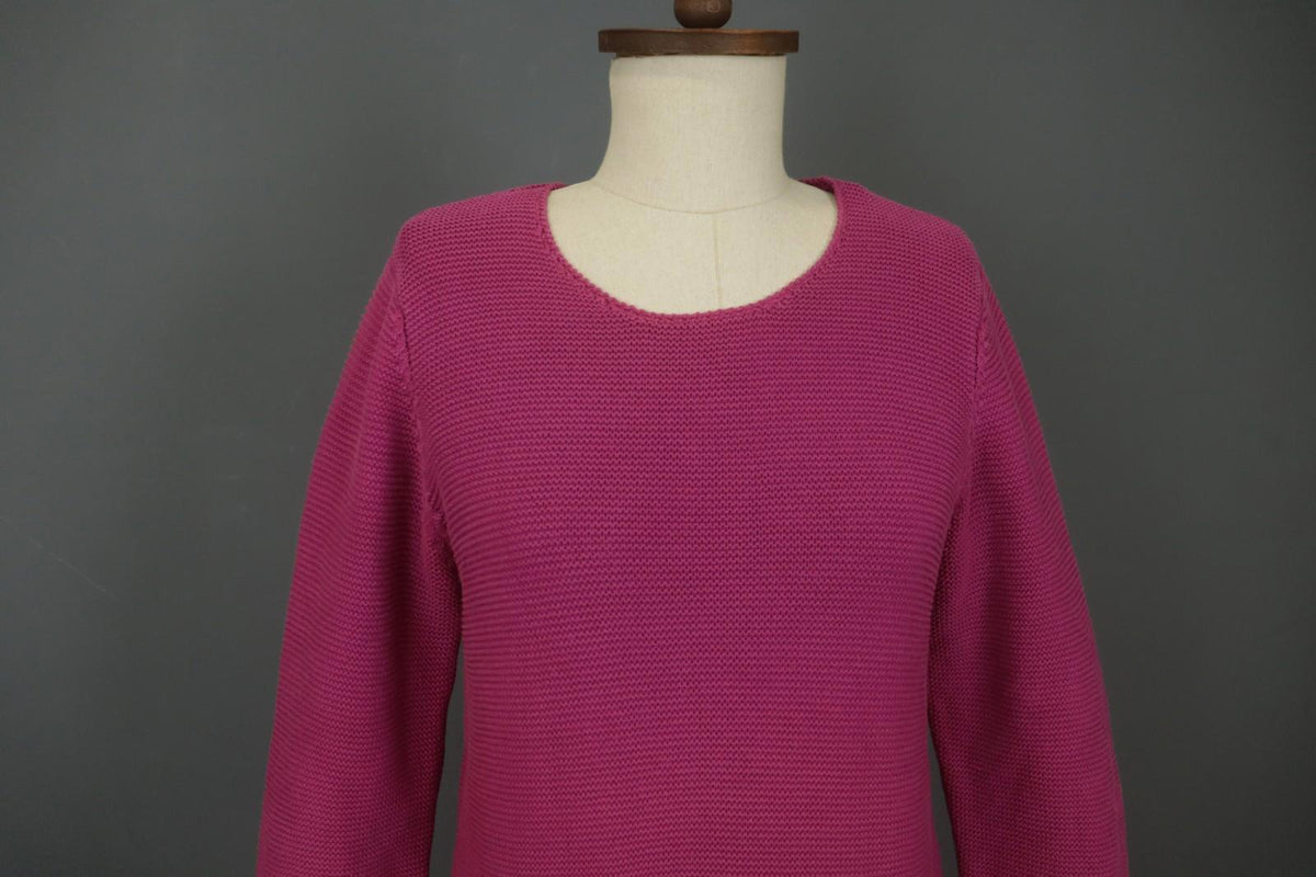 GUDRUN SJODEN Pink Cotton Knitted Round Neck Long Sleeve Cardigan Sweater – Size M
