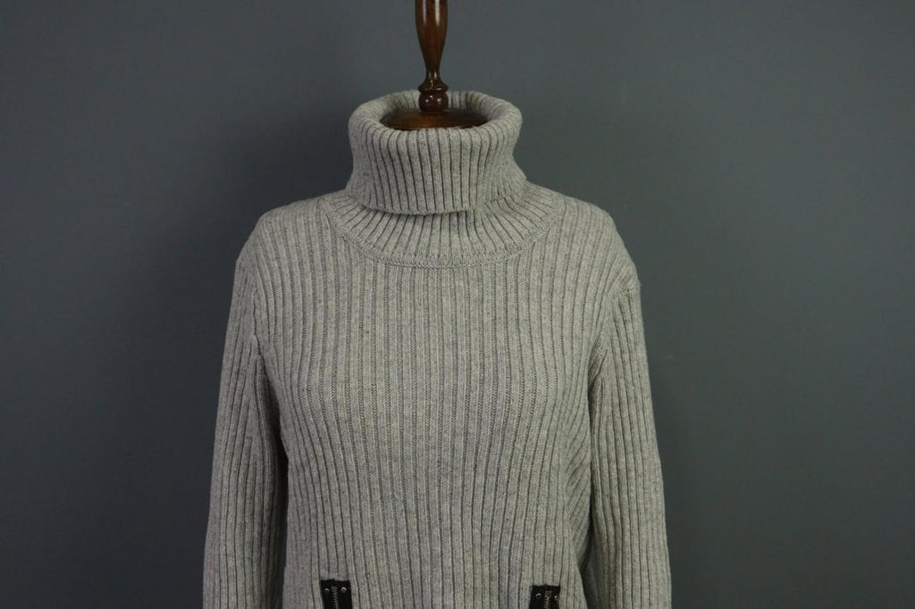LINDEX Jean Paul Gaultier Gray Turtle Neck Ribbed Sleeve Pullover Sweater – Size L