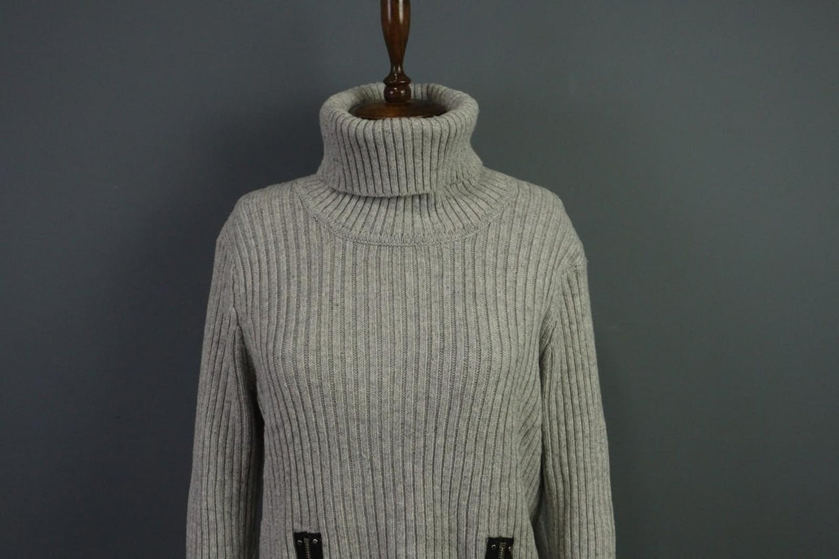 LINDEX Jean Paul Gaultier Gray Turtle Neck Ribbed Sleeve Pullover Sweater – Size L