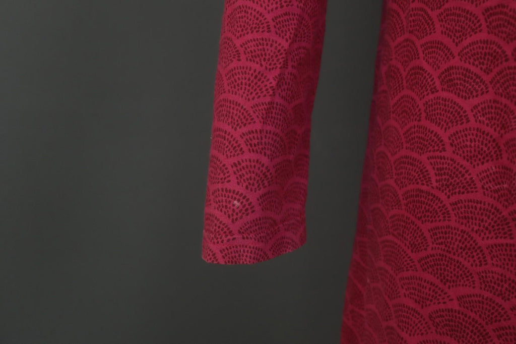 MARIMEKKO Red Dotted Cotton Round Neck Long Sleeve Casual Shift Dress – Size M