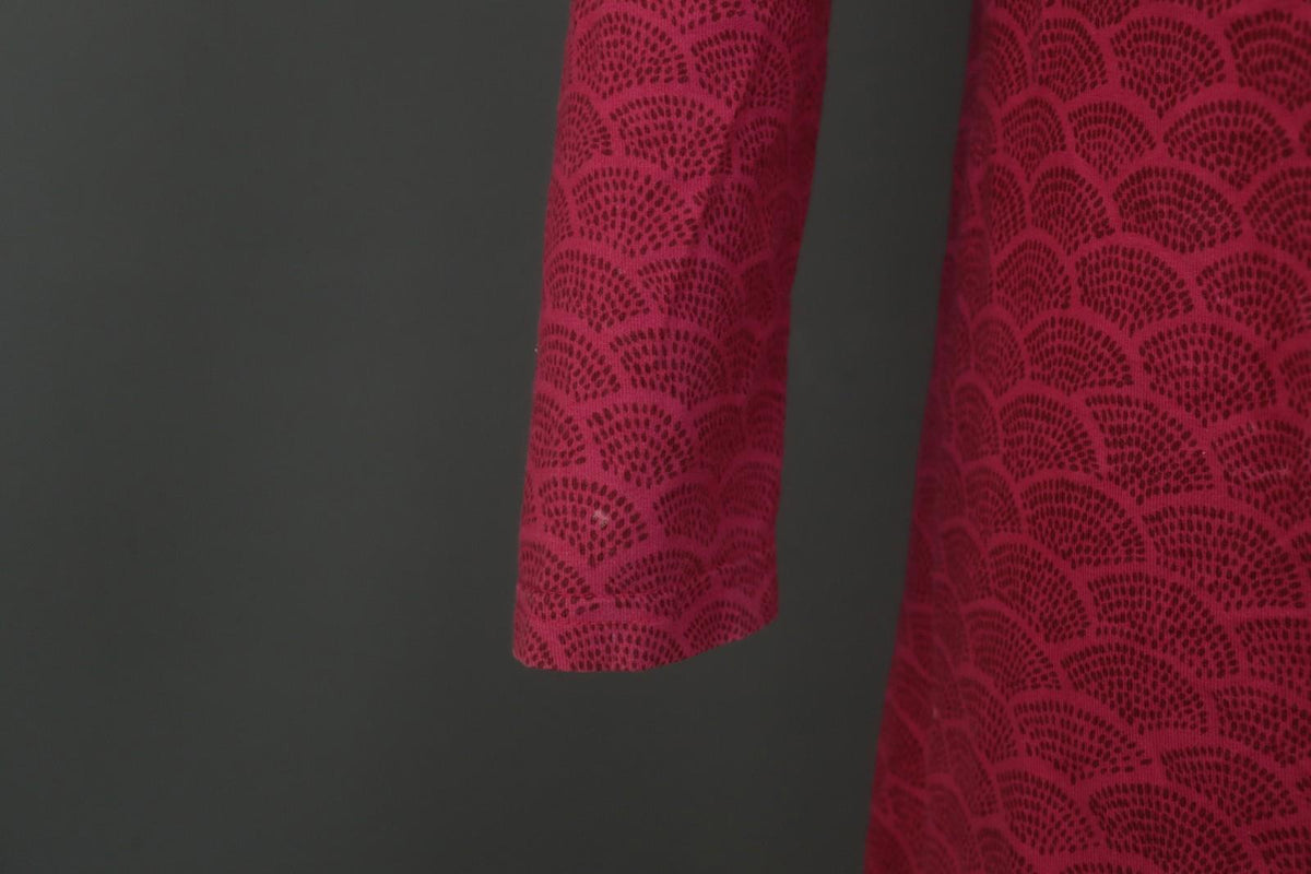 MARIMEKKO Red Dotted Cotton Round Neck Long Sleeve Casual Shift Dress – Size M