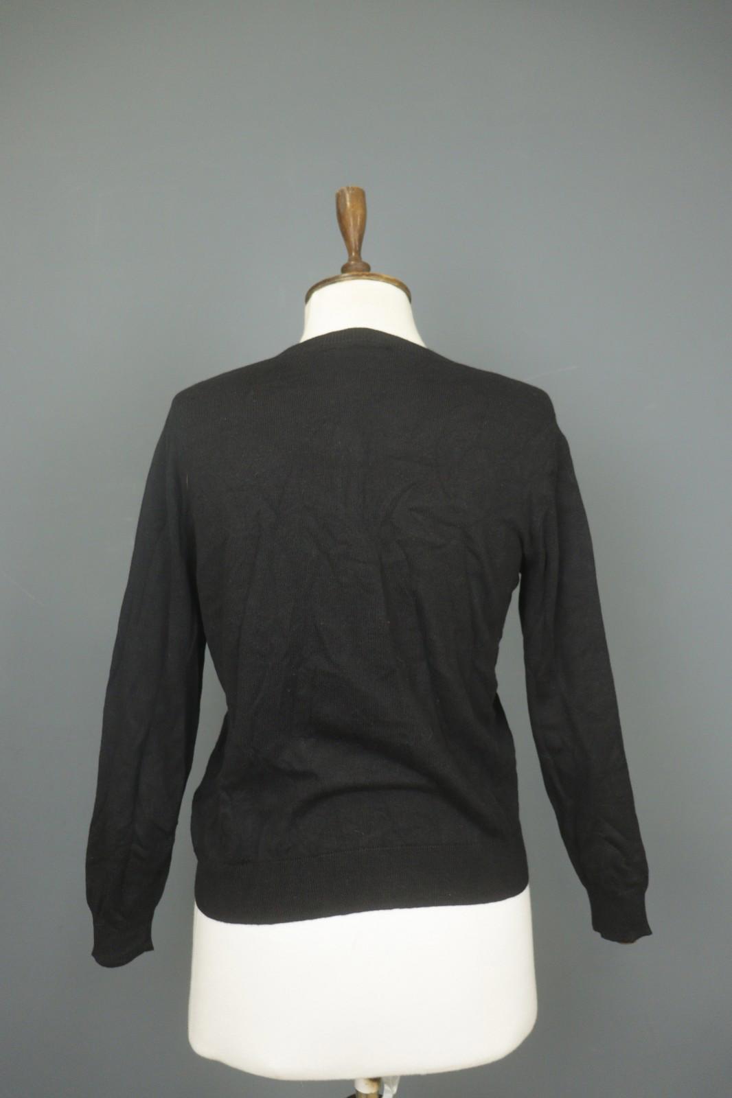 COACH Black Viscose Blend Raglan Sleeve Button Front Cardigan Sweater – Size S